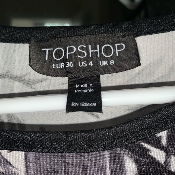 Topshop Women’s Bodycon Dress Size S Palm City Print Long Sleeve Midi - Picture 5 of 5